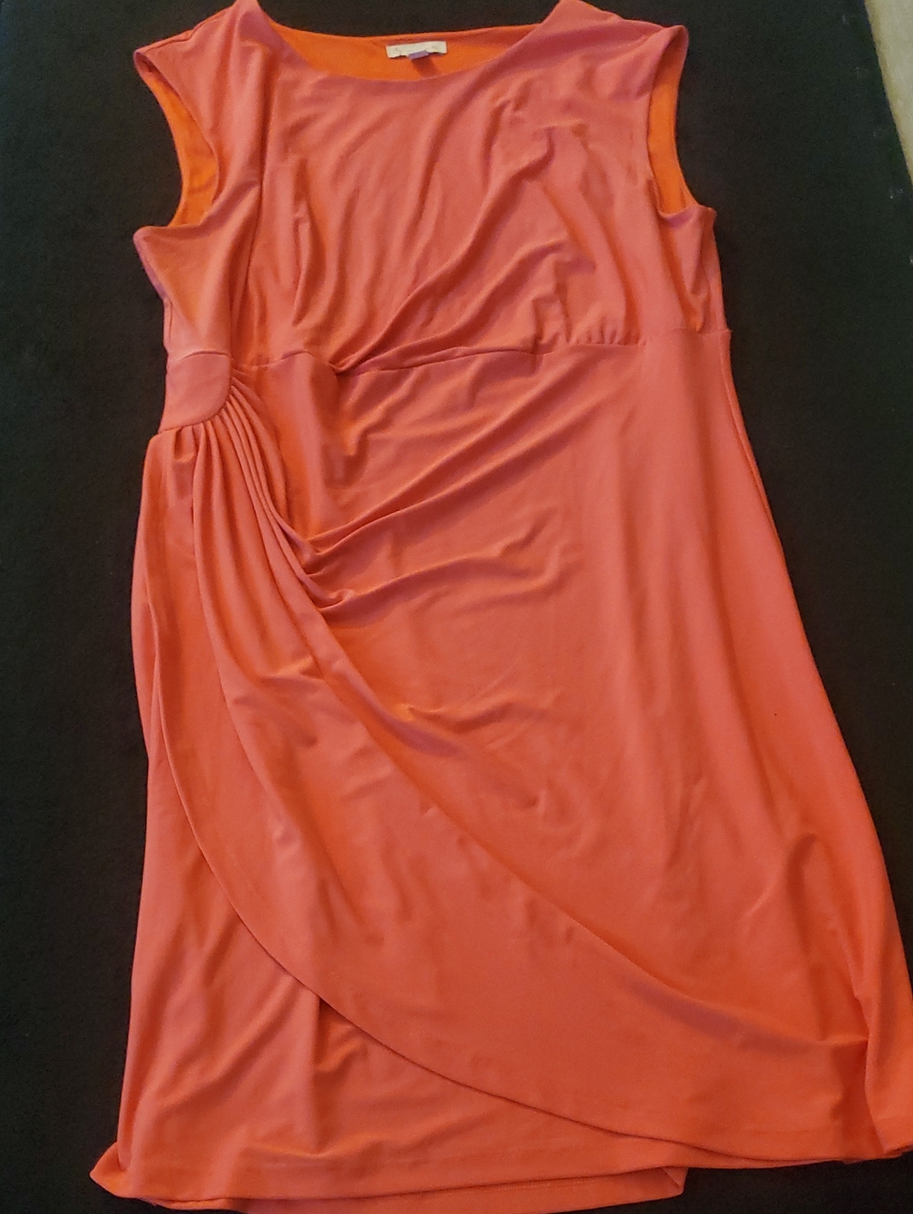 Dress Barn Coral Sleeveless Draped Midi Dress
